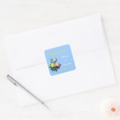 roze en gele rozenbloemen bruiloft bedankt vierkante sticker (Envelop)