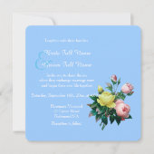 roze en gele rozenbloemen bruiloft kaart (Voorkant)