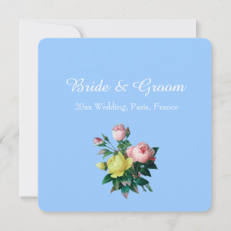 roze en gele rozenbloemen bruiloft kaart