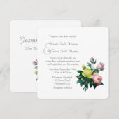 roze en gele rozenbloemen bruiloft kaart (Voorkant / Achterkant)