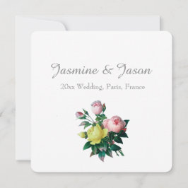  roze en gele rozenbloemen bruiloft kaart