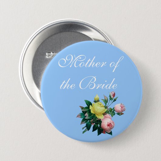  roze en gele rozenbloemen bruiloft ronde button 7,6 cm (Voorkant /achterkant)