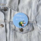  roze en gele rozenbloemen bruiloft ronde button 7,6 cm (In situ)