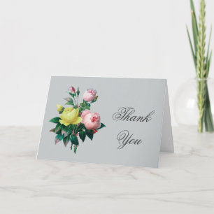 roze en gele rozenbloemen dank u bedankkaart