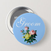   roze en gele rozenbloemen ronde button 7,6 cm (Voorkant /achterkant)