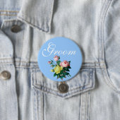   roze en gele rozenbloemen ronde button 7,6 cm (In situ)