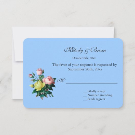   roze en gele rozenbloemen RSVP (Voorkant)