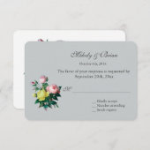   roze en gele rozenbloemen RSVP (Voorkant / Achterkant)