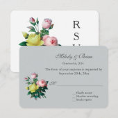   roze en gele rozenbloemen RSVP Kaartje (Voorkant / Achterkant)