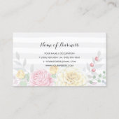 Roze en gele rozenbloemen visitekaartje (Achterkant)