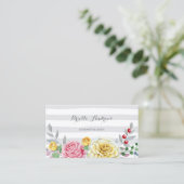 Roze en gele rozenbloemen visitekaartje (Staand voorkant)