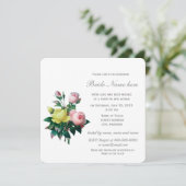  roze en gele rozenbloemen vrijgezellenfeest kaart (Staand voorkant)