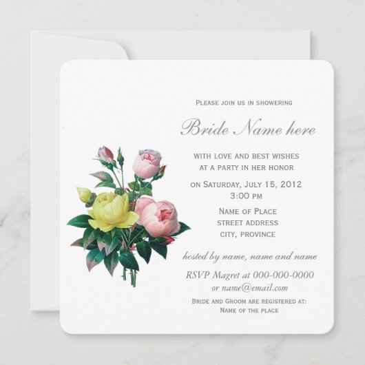  roze en gele rozenbloemen vrijgezellenfeest kaart (Voorkant)