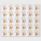 Roze en Gele Rubber Eend Meisje Baby shower Cadeaupapier (Vlak)