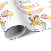 Roze en Gele Rubber Eend Meisje Baby shower Cadeaupapier (Rol Hoek)
