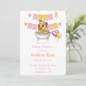 Roze en Gele Rubber Eend Meisje Baby shower Kaart (Staand voorkant)