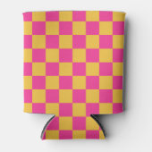 Roze en gele schaakbord blikjeskoeler (Voorkant)