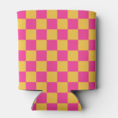 Roze en gele schaakbord blikjeskoeler (Achterkant)