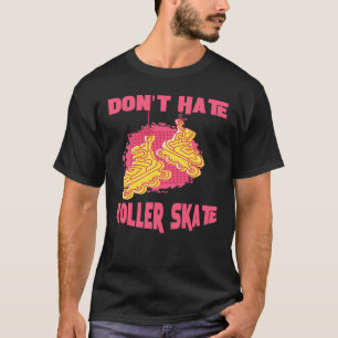 Roze en gele Schaatsen van het Schaats van het typ T-shirt