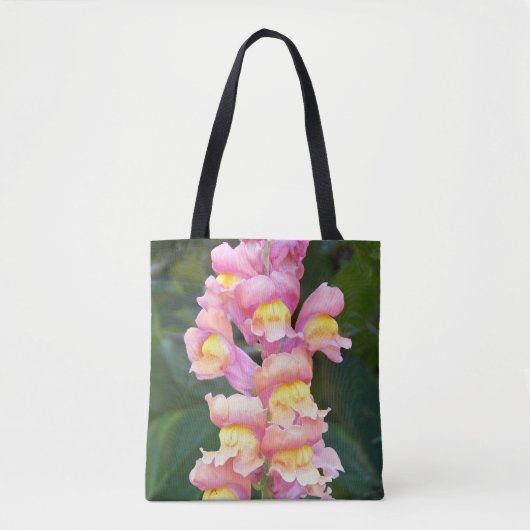 Roze en gele Snapdragon Floral Tote Bag (Voorkant)