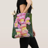 Roze en gele Snapdragon Floral Tote Bag (Dichtbij)