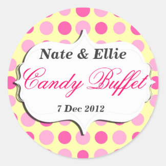 Roze en gele Snoep Buffet sticker