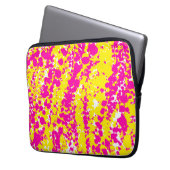 Roze en gele spatten laptop sleeve (Voorkant Links)