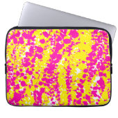 Roze en gele spatten laptop sleeve (Voorkant)