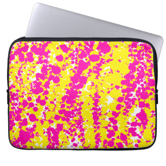 Roze en gele spatten laptop sleeve