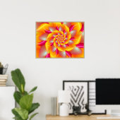 Roze en Gele Spiraal Bloem Poster (Thuiskantoor)