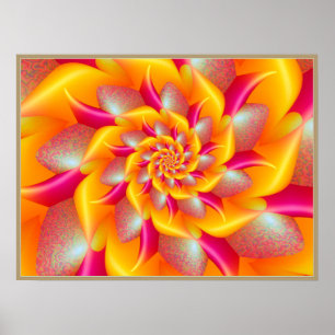 Roze en Gele Spiraal Bloem Poster