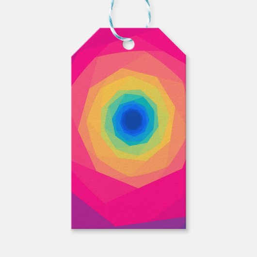 Roze En Gele Spiraal  Cadeaulabel (Voorkant)
