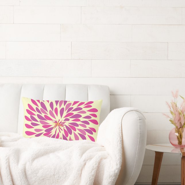 Roze en gele Starburst Modern Flower Pillow Kussen (Bank)