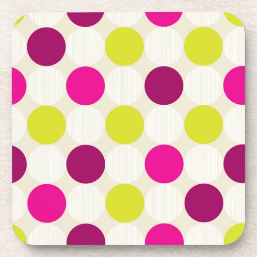 Roze en gele stippen bier onderzetter (Voorkant)