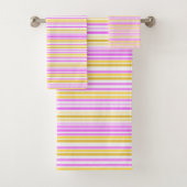 Roze en gele streep handdoek set (Insitu)