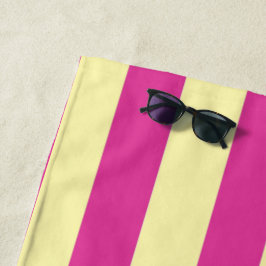 Roze en Gele Strepen Badhanddoekenset Strandlaken