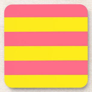 Roze en Gele Strepen Design Bier Onderzetter