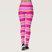 Roze en gele strepen, geschuurd leggings (Achterkant)