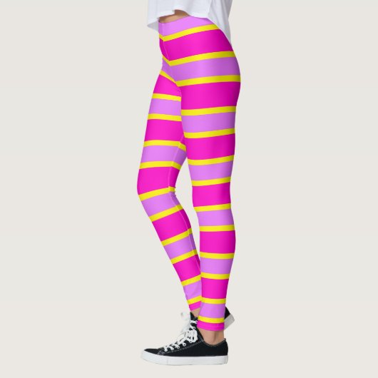 Roze en gele strepen, geschuurd leggings (Links)