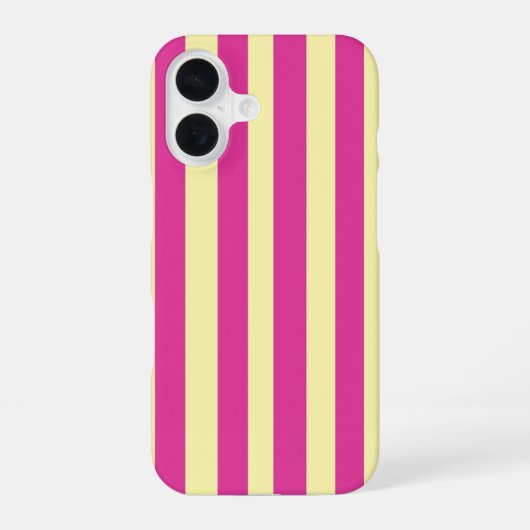 Roze en gele strepen iPhone 16 hoesje (Achterkant)