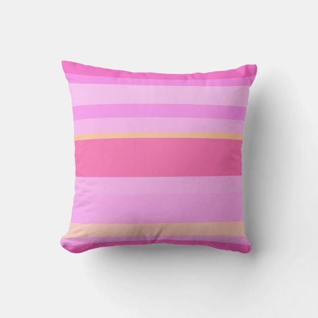 Roze en gele strepen kussen (Voorkant)