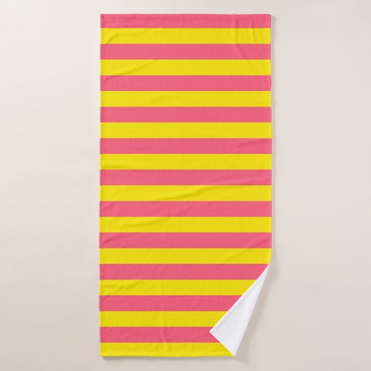 Roze en gele strepen ontwerp badhanddoek (Badhanddoek)
