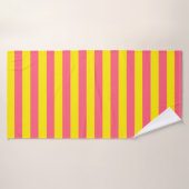 Roze en gele strepen ontwerp badhanddoek (Badhanddoek)