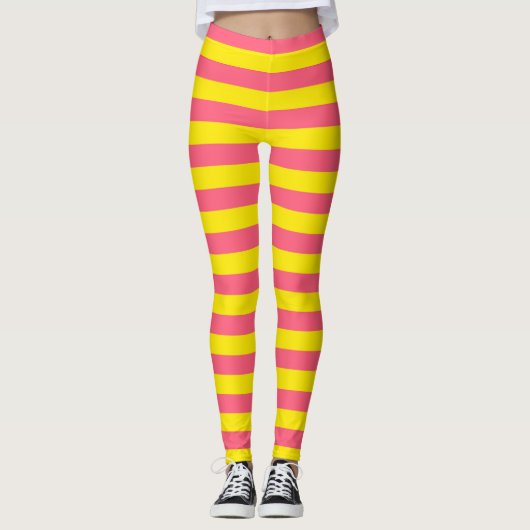 Roze en gele strepen ontwerp leggings (Voorkant)