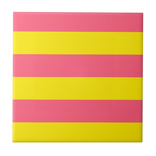 Roze en gele strepen ontwerp tegeltje (Voorkant)