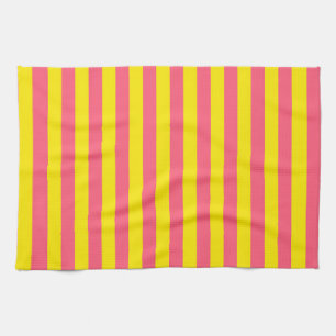 Roze en gele strepen ontwerp theedoek
