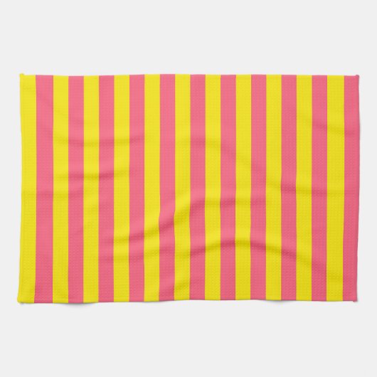 Roze en gele strepen ontwerp theedoek (Horizontaal)