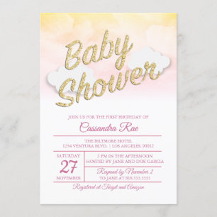 Roze en Gele Sunset Baby shower Invitation Kaart