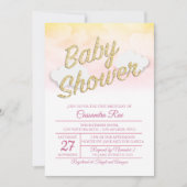 Roze en Gele Sunset Baby shower Uitnodiging (Voorkant)