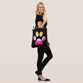 Roze en Gele Tie Dye Paw Print Tote Bag (Op model)